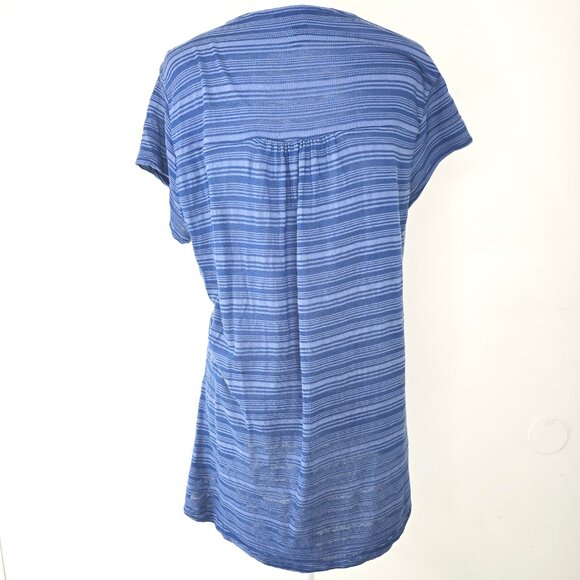 Women's Blue Burnout Aztec Embroidered Boho Tribal Bib Tunic Top - Picture 5 of 6